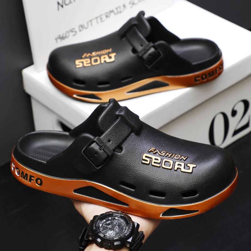 

Summer men s trendy brand versatile casual slippers breathable and wear-resistant home wear beach bag head hole shoes 38-39 білий