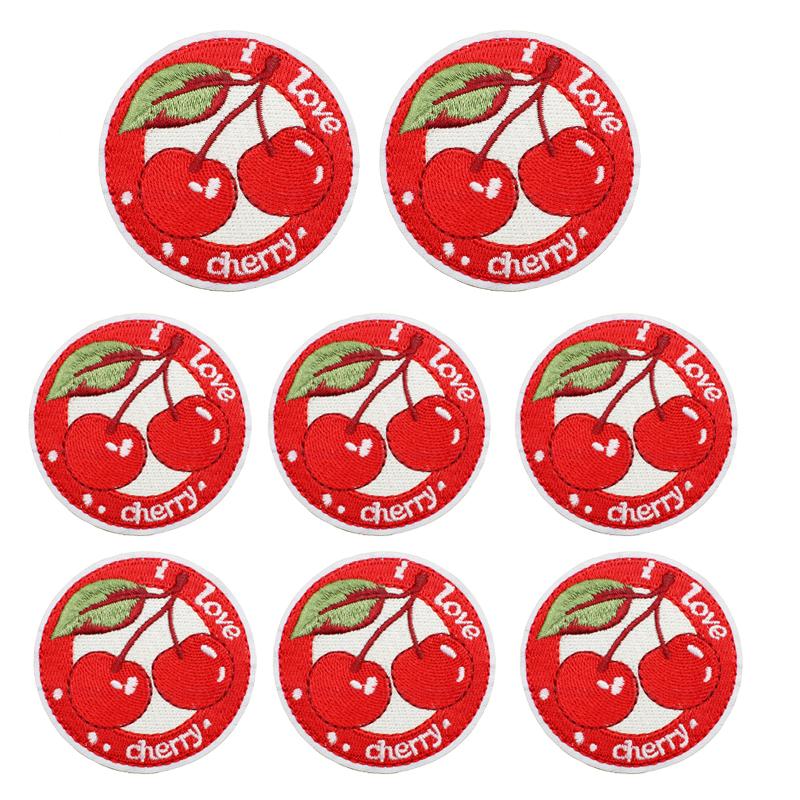 10pcs /Set Fruit Cherry Embroidered Patches Diy Hats Jackets Sew Patch Badges Iron On Patches For Clothing Accessories Applique