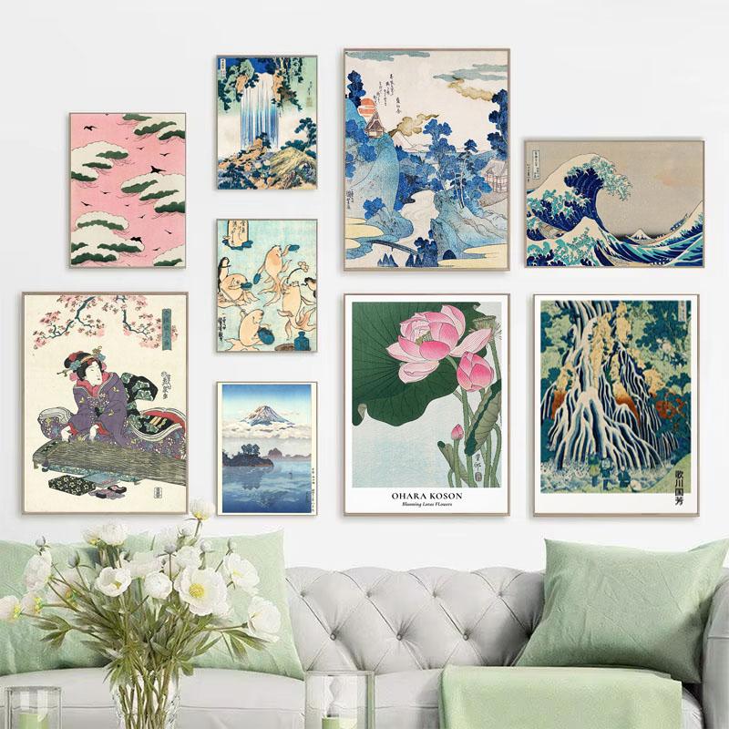 Hokusai Ohara Koson Japanese Art Poster Vintage Guest Room Home Bar Cafe Decoration Home Decoration Print Wall Poster Pictures