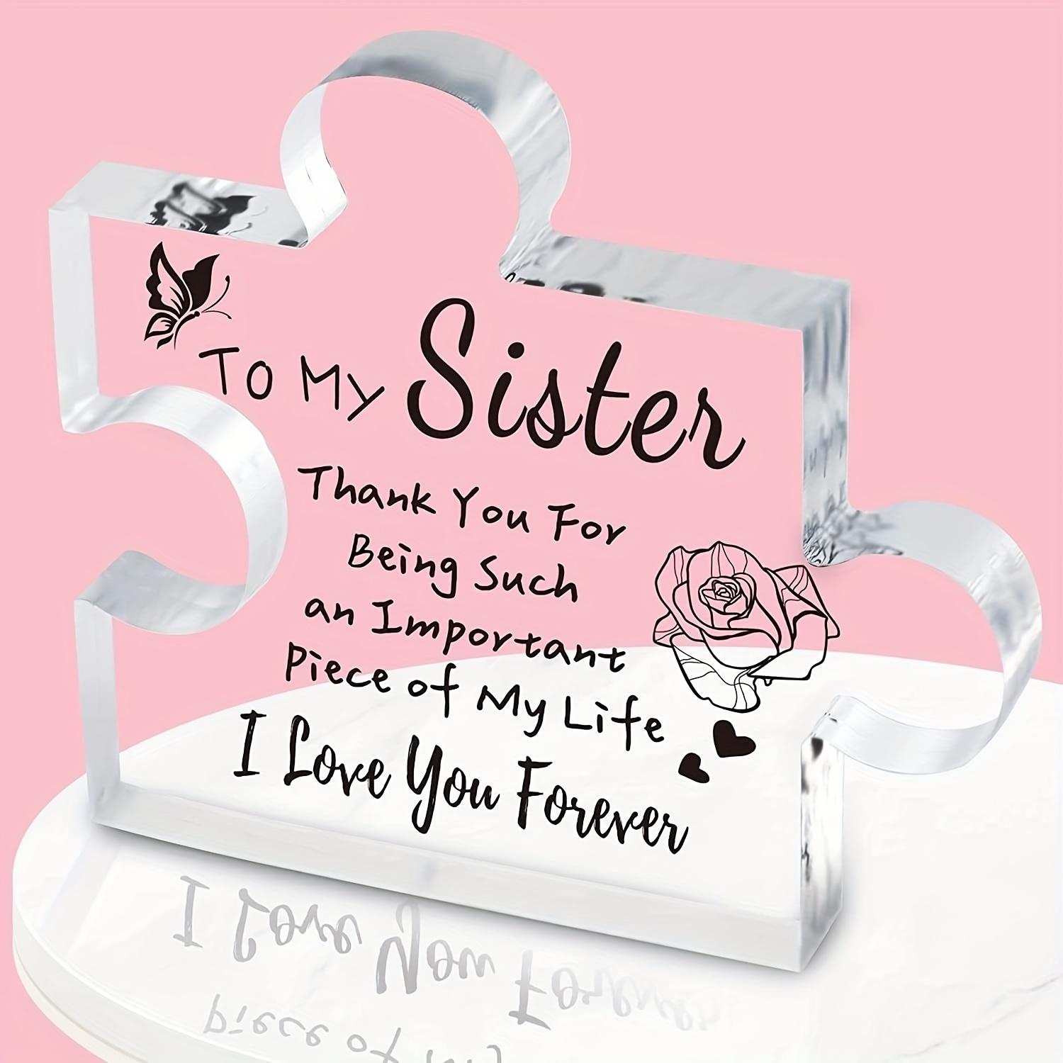 

Sister Puzzle Acrylic Plaque. Engraved block, a heartfelt gift for birthdays or Christmas. чистый