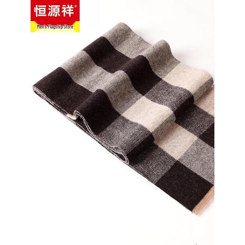 Hengyuanxiang Unisex Pure Wool Plaid Scarf