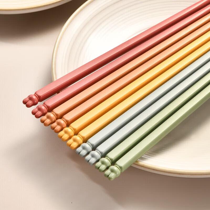 

Kohbach Lucky Rabbit 5-Color Alloy Chopstick Set