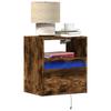 Vidaxl Hanging Nightstands With LED, 2 Pcs, Smoked Oak