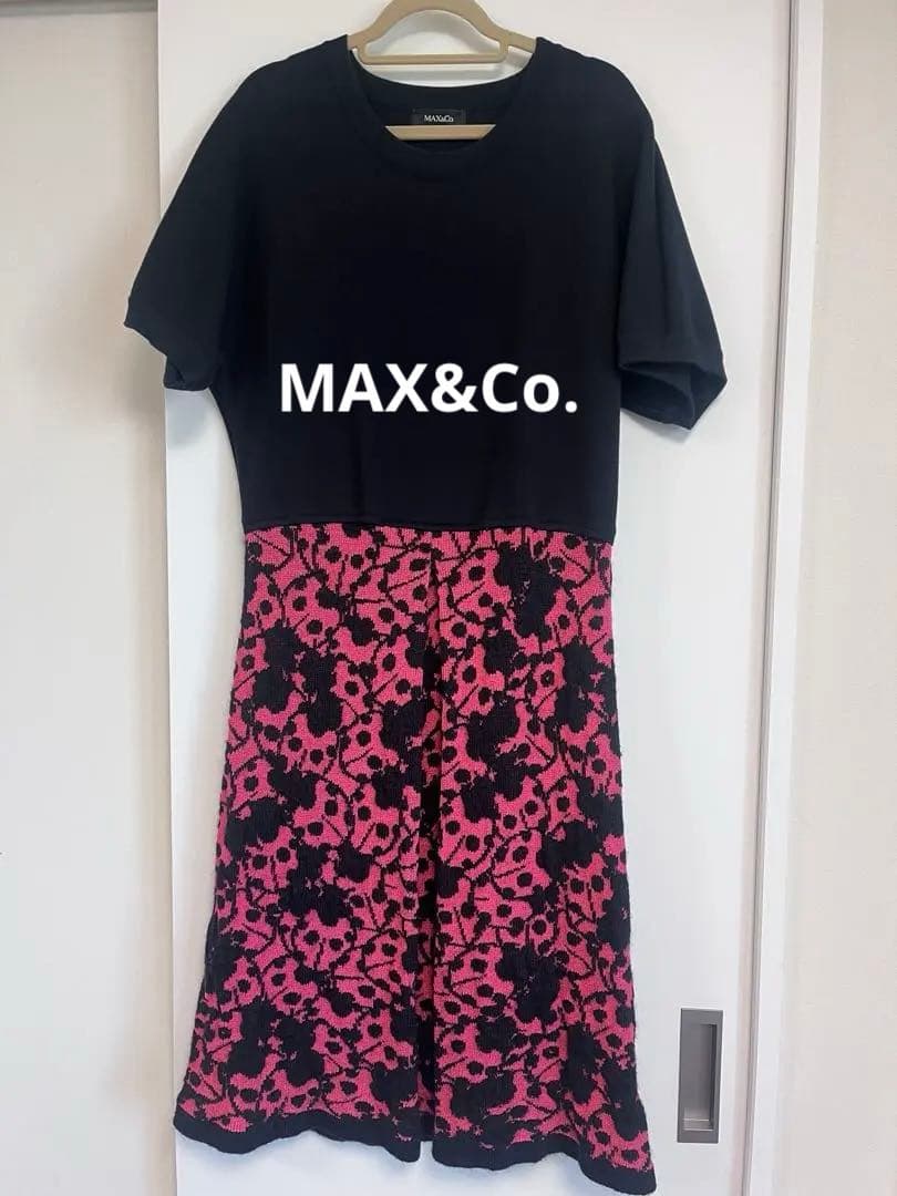 

[USED] MAX&CO. Short Sleeve Knit Dress in Black/Pink