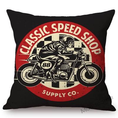 Vintage Motorcycle Club Legendary Rider Letter Print Home Decoration Art Sofa Throw Pillow Case Retro Motorbike Cushion Cover