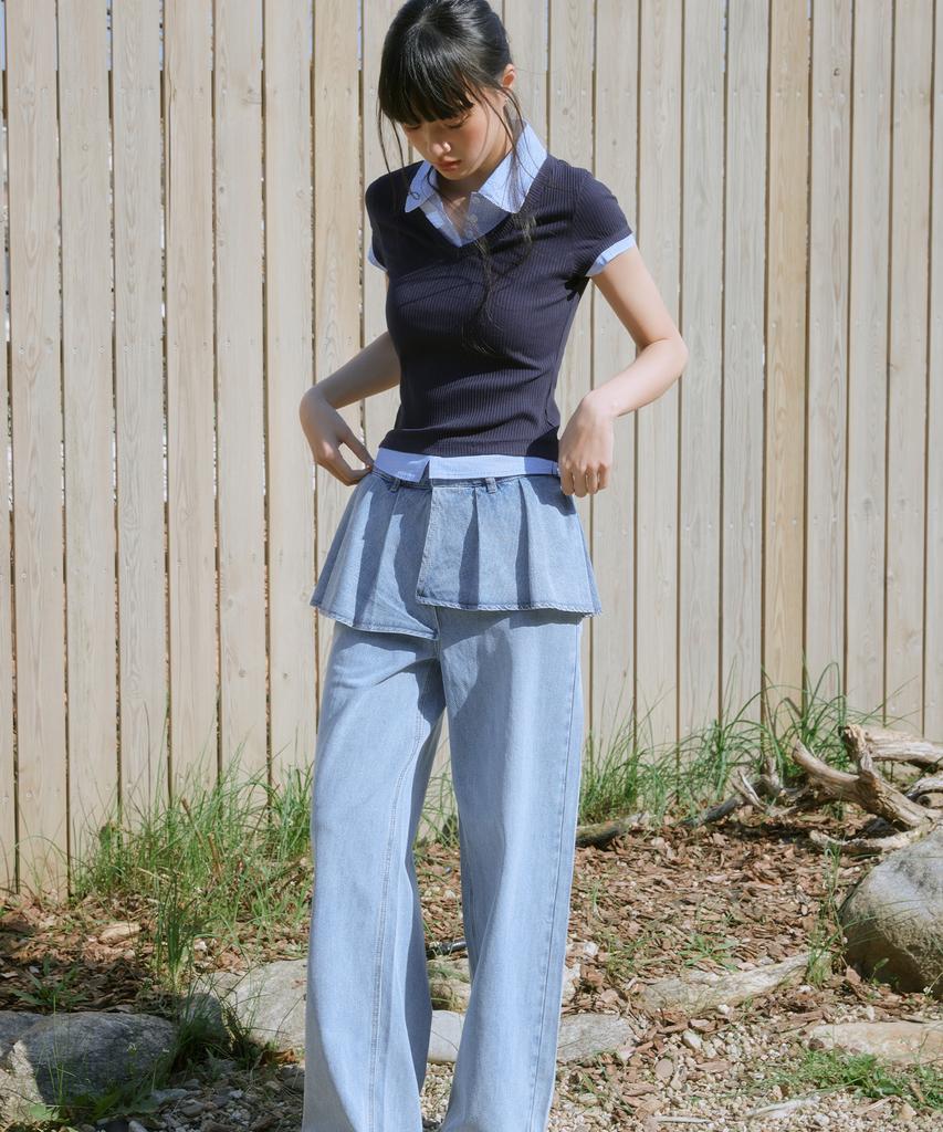 MIXXO Shirt Color Block Short Sleeve T-Shirt_Miwhwg528A Miwhwg87Qa