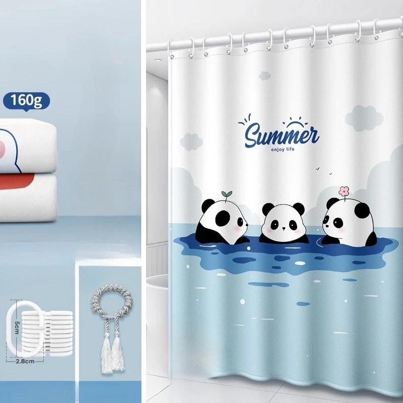 Cartoon Bathroom Curtains for Living Room Home Decor Blackout Curtains Living Room Bedroom Balcony Screen Dustproof