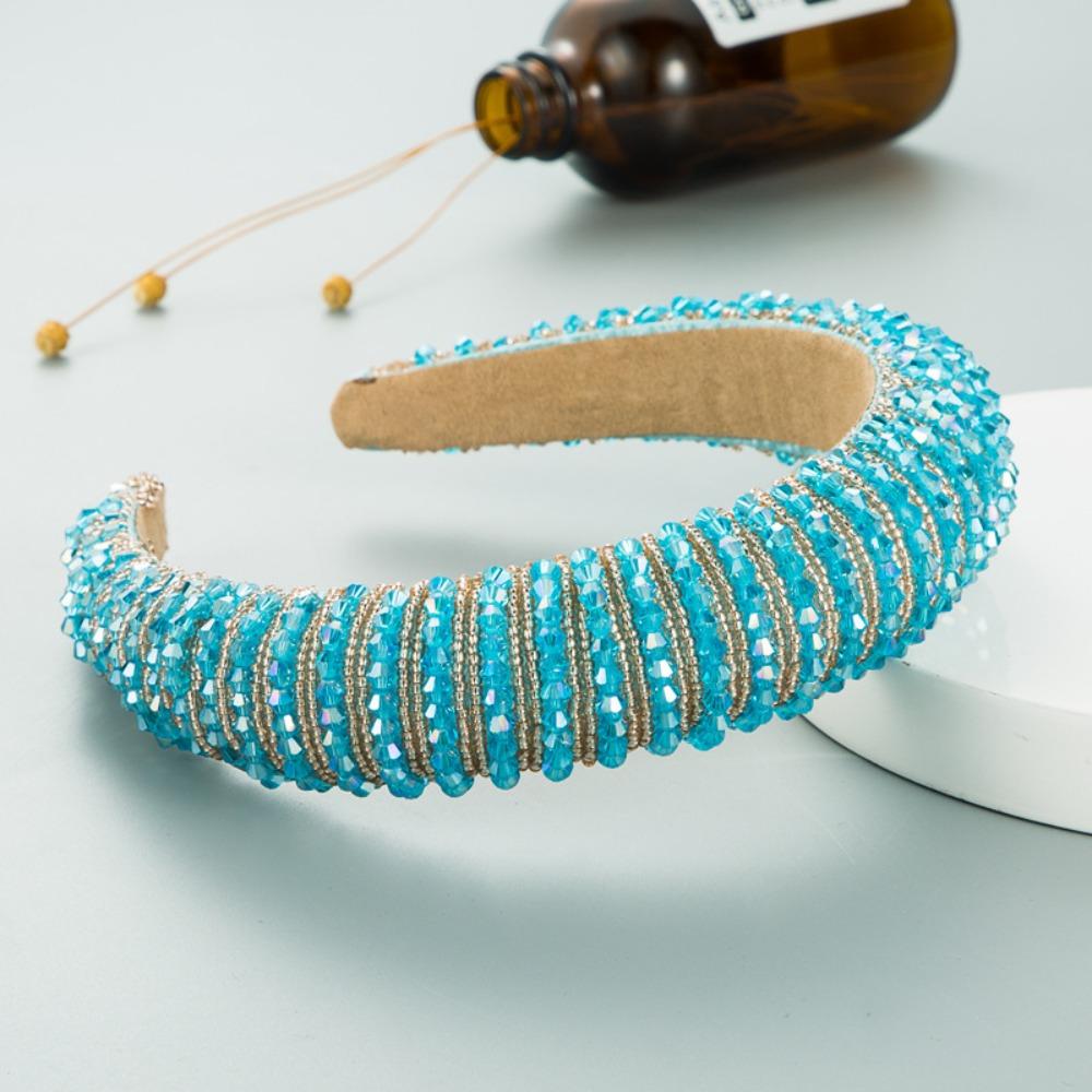 Baroque Sponge Hairband Beads Rhinestone Hair Hoop Fashion Vintage Hair Accessories Party
