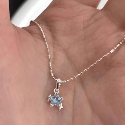 Simple Blue Zircon Star Necklace Female Design Collarbone Chain Sweet Neck Chain