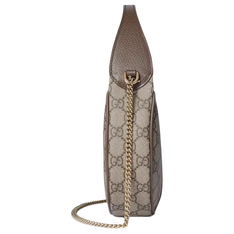 Gucci Ophidia Classic Double G Print Leather Trim Shoulder Tote Bag Small Women Handbags Beige Brown 838463-FAE0P-9746