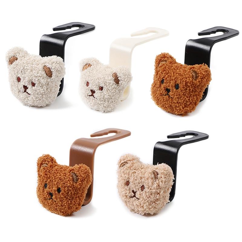 Creative Car Seat Back Cute Plush Bear Doll Hook Inside Car With Decorative Plastic Pendant Finishing Storage Hook