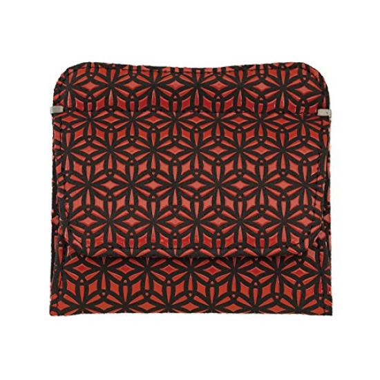 

Inden Yushichi Uehara Genuine leather with card coin purse with four sides model number black background x red hemp leaf genuine made in Japan
