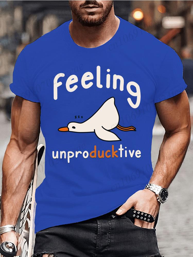 Feeling Unproduckive Shirts for Men Funny Lazy Goose Tshirts Harajuku Fashion Tshirt Loose Men Summer T Shirt Casual Clothing