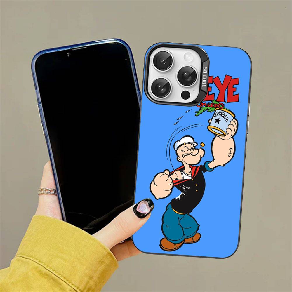 Classic P-Popeye Comics Animation Phone Case Color Silver Shell For lPhone 17 16 16e 15 14 13 12 11 Pro Max Plus