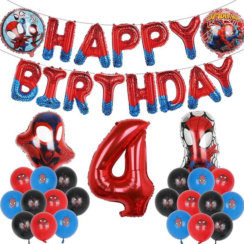 1set Spiderman Balloon Red Spiderman And Friends Aluminum Foil Balloon Baby Shower 1-9 Years Birthday Party Decorations Kids Toy