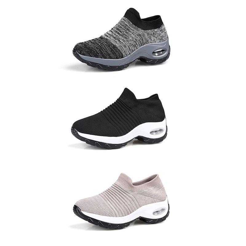 Flyknit Foot Cushion Walking Shoes Women's Soft Sole Shock-absorbing Breathable Sports Shoes Large Size Comfortable Casual Mom Shoes
