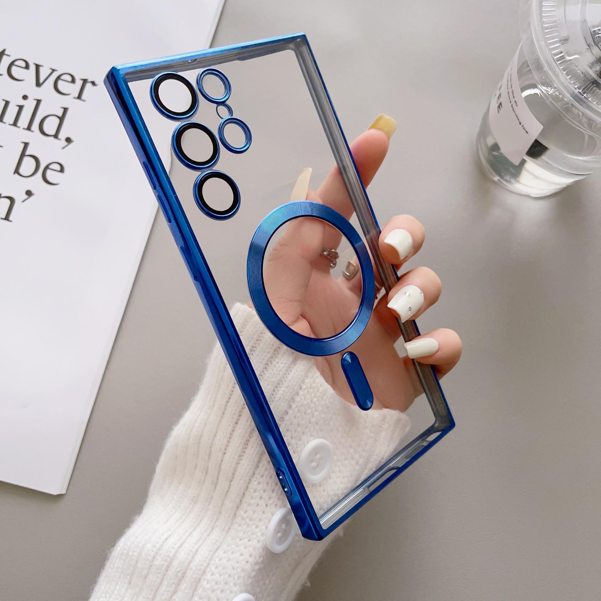 

Suitable for Samsung S24FE Magnetic Suction Mobile Phone Case S25ultra Electroplated Transparent S22Plus Full Inclusive Lens Protection Case Samsung A36