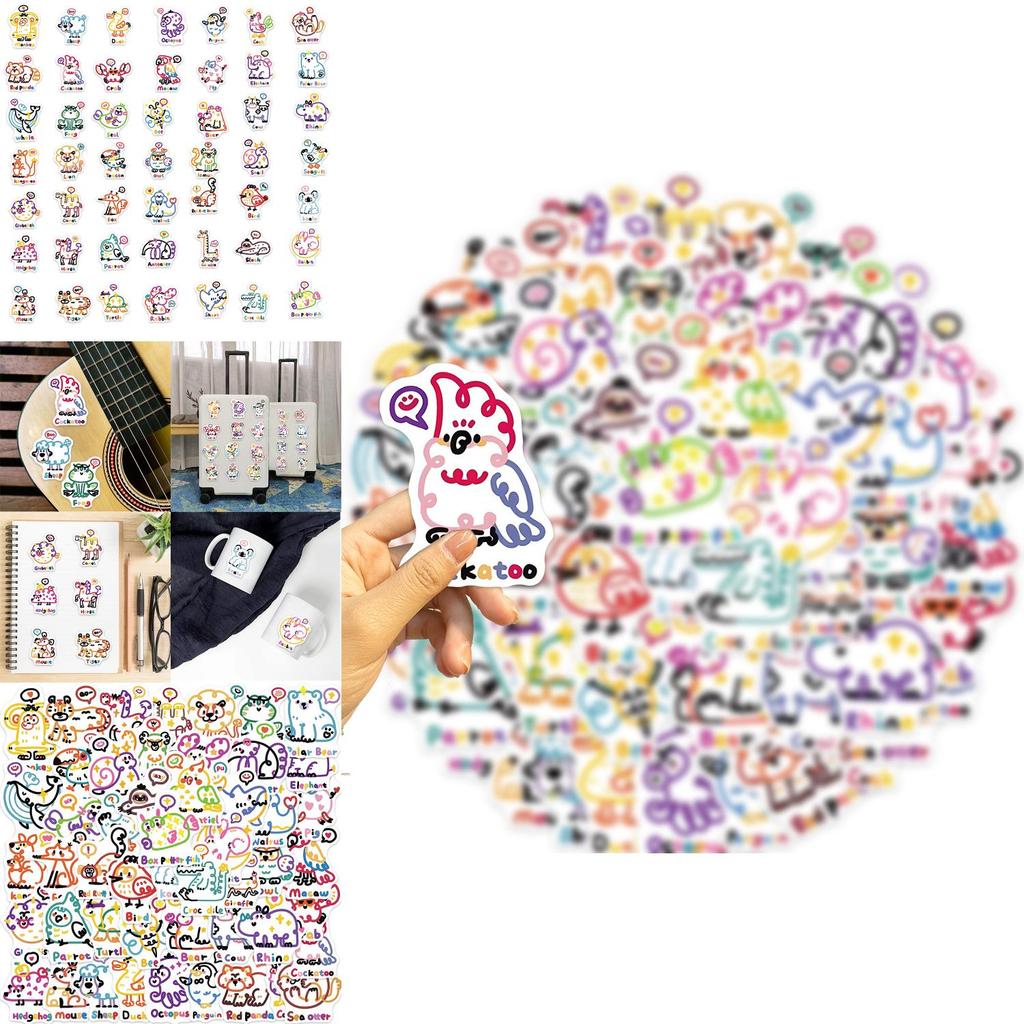 Adesivos Adoráveis de Animais em Linha de Desenho Animado 50 unidades Impermeáveis Decorações Diy Para Guitarra Caderno Mala Estilo Fofo