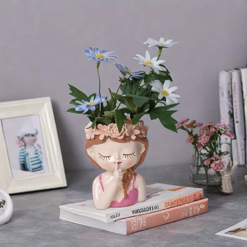 Modern Fairy Quiet Self-Watering Planter with Drainage - Succulent Friendly Resin Flower Pot for Living Room & Garden Decor