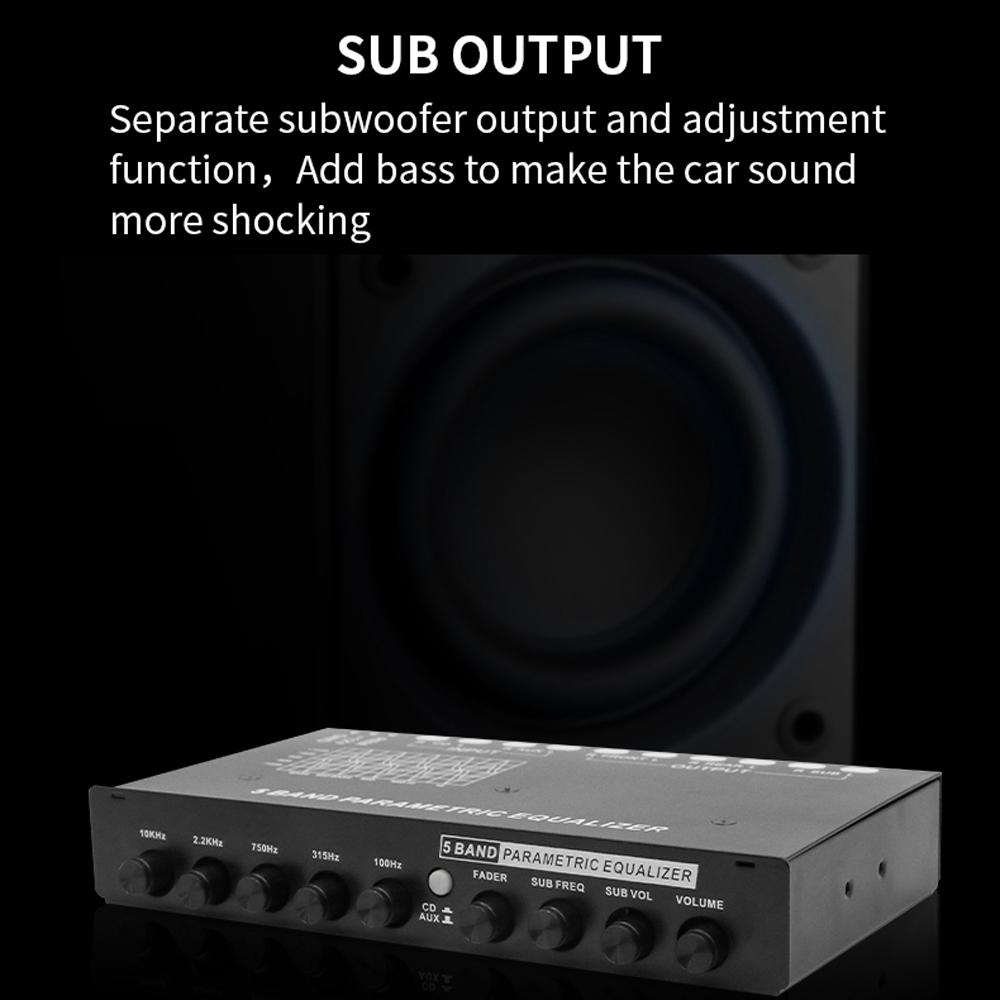 Professional 5 Band Car Equalizer Multifunctional Car Audio EQ Tuning Crossover Amplifier Parametric Equalizer Car