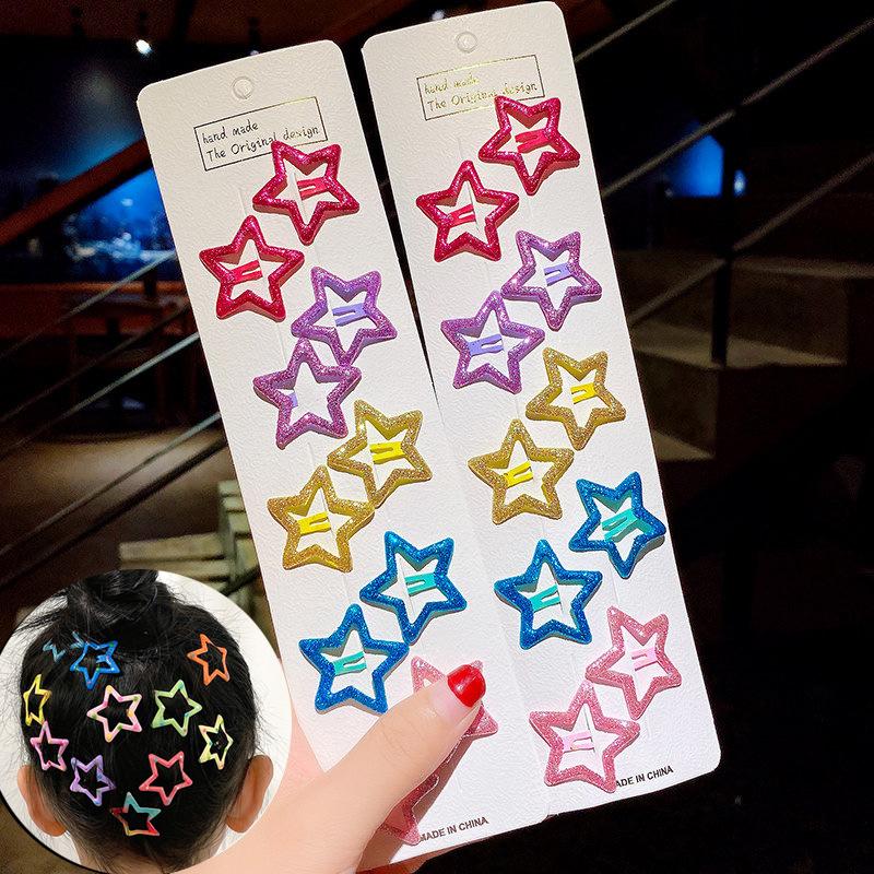 

10 шт./набор однотонные заколки для волос в виде звезд для детей девочек головной убор сплав заколки-автоматы блестящие BB-заколки шпильки милые аксессуары для волос