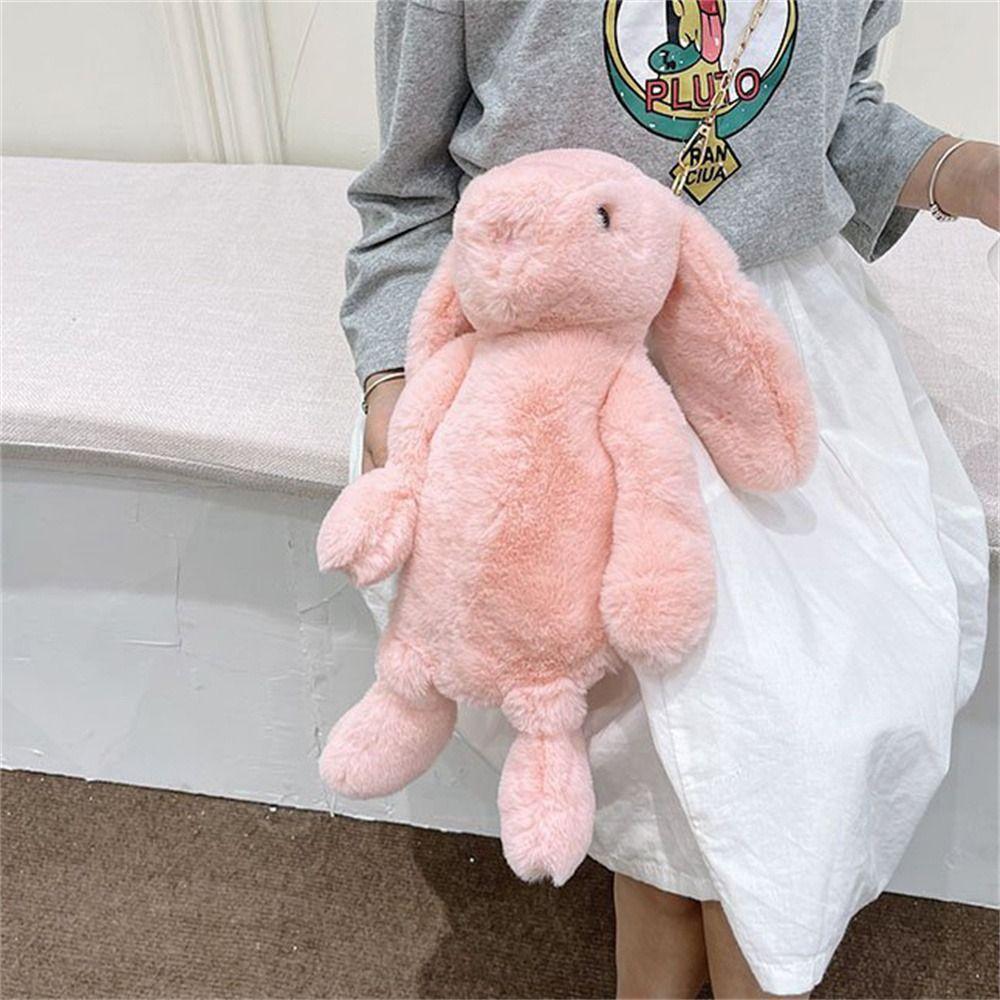 Rabbit Doll Crossbody Bag Long Ear Rabbit Plush Bags Plush Shoulder Bag  Messenger Bag