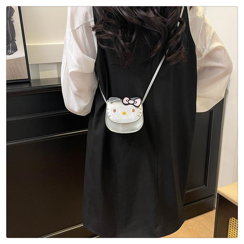 Hello Kitty Mini Bag for Girls Cute Cartoon Cat Shoulder Crossbody Bag Small Square Coin Purse KTB