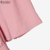 ZANZEA Women Long Sleeve Blouse and Shorts Casual Two Piece Suit Sets