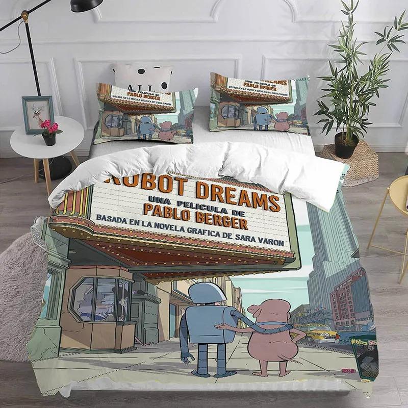Cartoon Robot Dreams Bedding Sets Comforter Quilt Duvet Cover Pillowcase Kids Adult Home Textile Soft Comfortable
