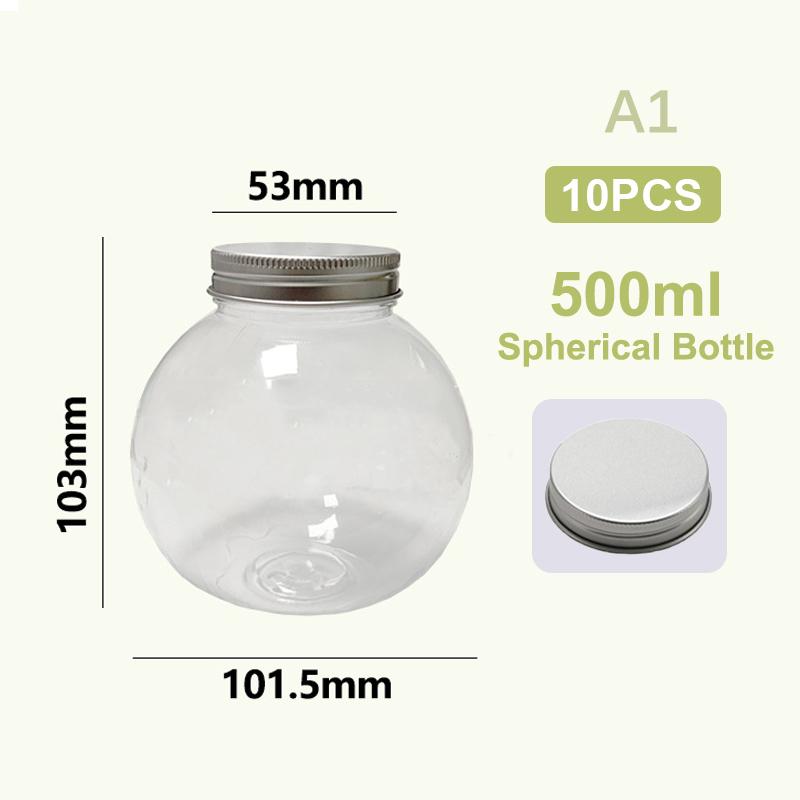 

10Pcs 500ml Spherical Shape Big Water Bottles For Milk Tea Transparent Coffee Cup Juice Portable Packaging Container