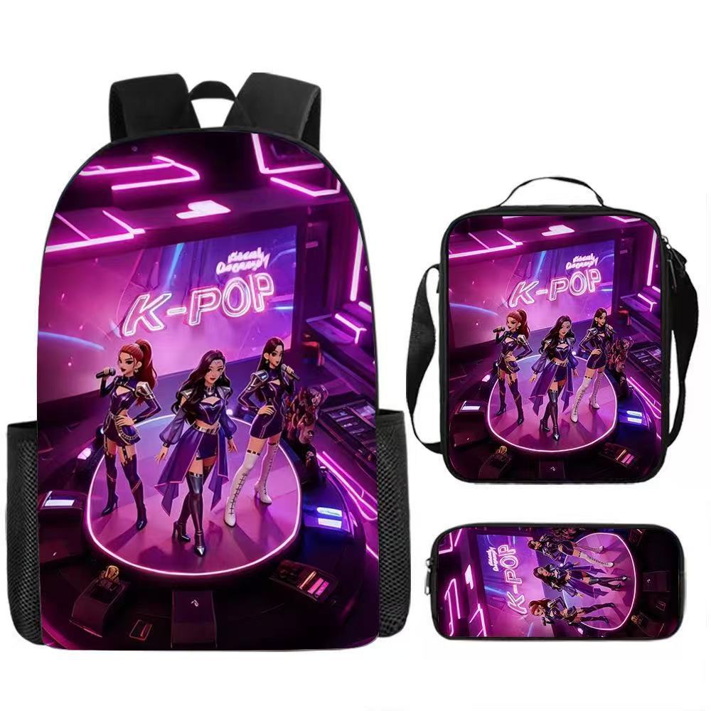 Kpop Hunter Witch Trio Set  Trendy School Bag Multipurpose Pencil Case Crossbody Bag Three-in-One Student Backpack
