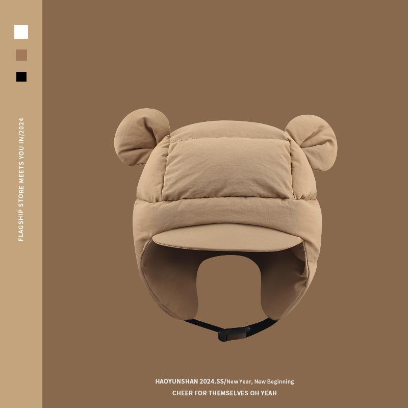 Cute Mickey Ears Down Cotton Women Winter Cycling Windproof Warm Ear Protection Pilot Ski Cap Men