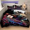 3pcs Music and Art Cat Quilt Set Cartoon Themed Bed Quilt Set Lovely Character Bedroom Decor Bed Quilt Set Four Seasons (1 Cover + 2Pillowcase NO