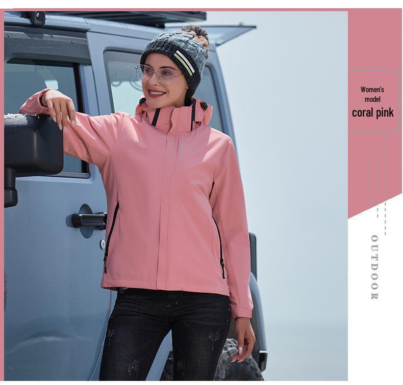 Men's and Women's Windproof 3-in-1 Detachable Jacket Set: Fleece-Lined, Waterproof, Breathable, Perfect for Mountaineering.