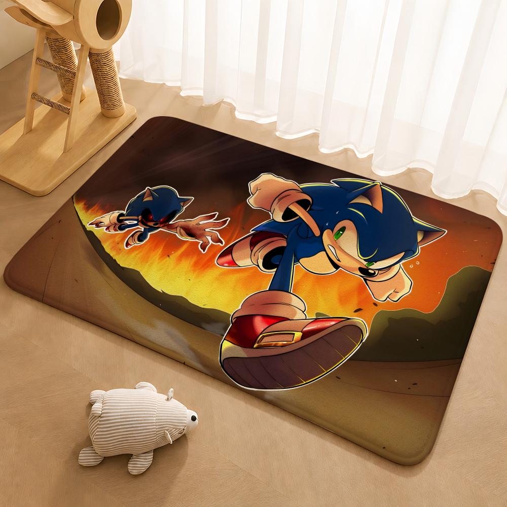 Classic Anime S-Sonic Characters Floor Mat Floor Mat Soft Flannel Non-Slip Door  Rug for Living Room