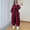 European and American Cross-border Amazon Independent Station  Spring and Autumn New Long-sleeved Hooded Lace-up Top Tied Feet Trousers Set