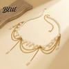 Waist Chain Metallic Solid Color Heart Pendant Multi Layer Tassel