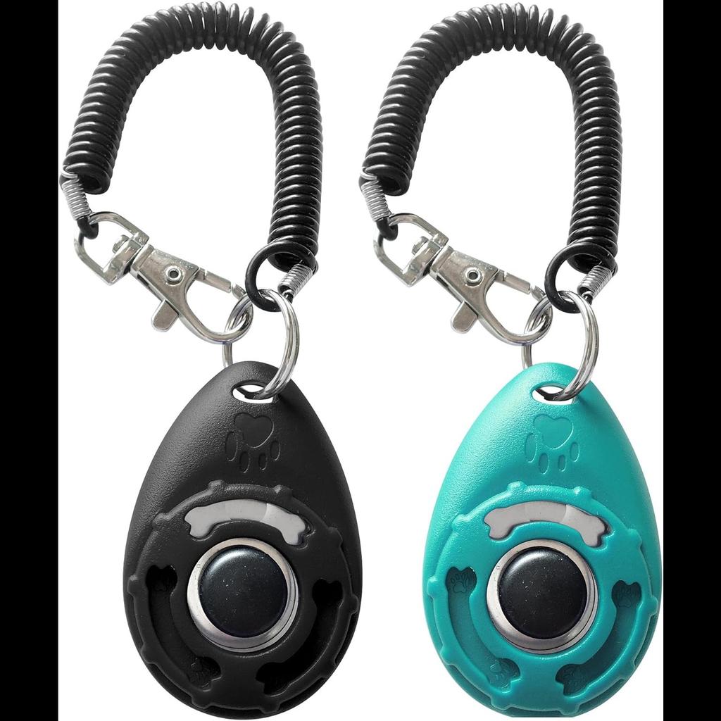 Pet Training Clicker with Wrist Strap - Dog Training Clickers (Black + Blue)