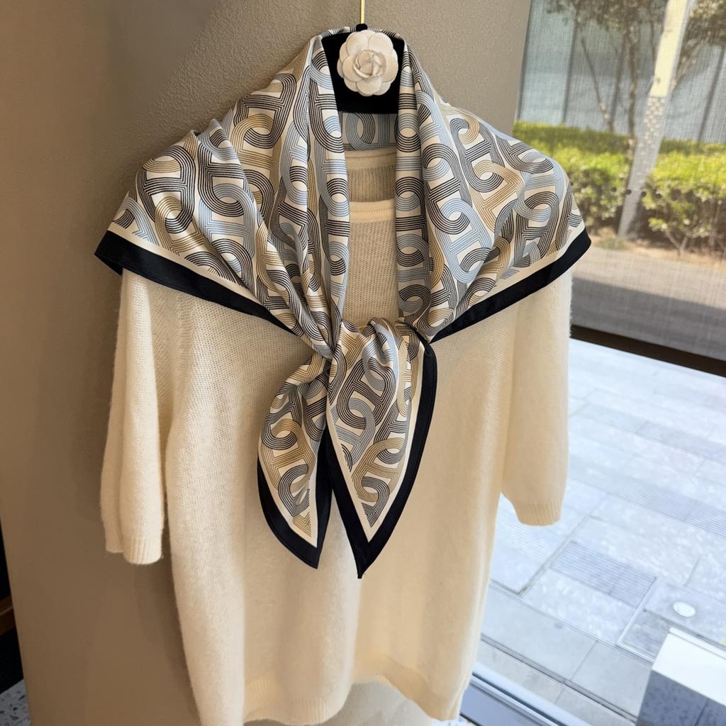 Spring and Autumn Premium Triangle Scarf Double Layer Satin Korean Edition Small Shawl Silky Smooth Foreign Style Neck Protection Silk Scarf Scarf