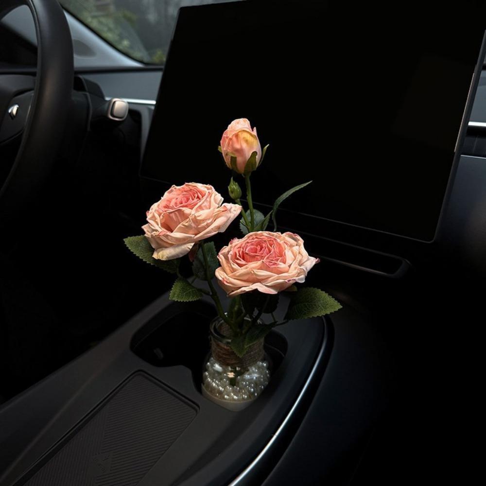 French-style Flower Car Ornaments Frayed Edge Rose Car Decor Car Interior Decoration  Gifts
