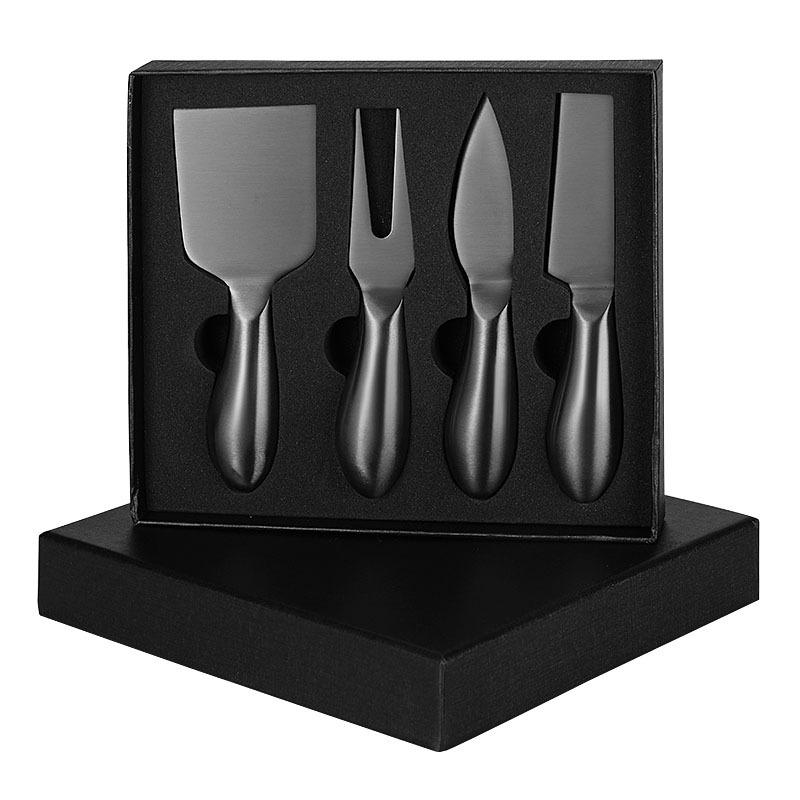 Käsemesser mit Hohlgriff, 4-teiliges Geschenkbox-Set, Käsemesser aus Edelstahl, Westernmesser und Gabel