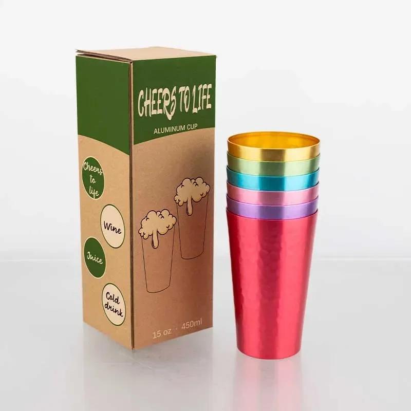 

6PCS Stone Texture Aluminum Tumbler Set – Lightweight Drinking Cups with Gift Box for Home, Travel, and Outdoor Use 301-400ml