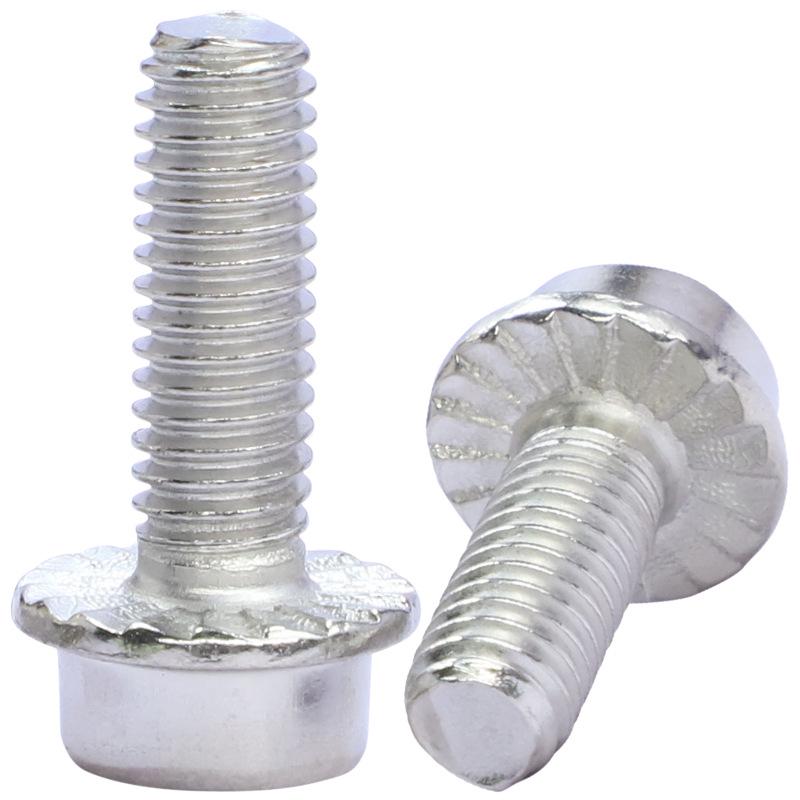 201 Stainless Steel Hex Flange Bolts with Non-Slip Teeth, Cylindrical Head, M5/M6/M8