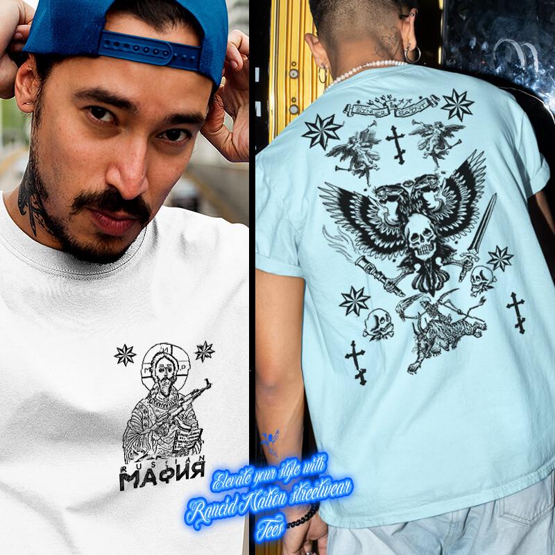 

Футболка с русской тюремной татуировкой Советская футболка с тюремной татуировкой Криминальная футболка 4XL