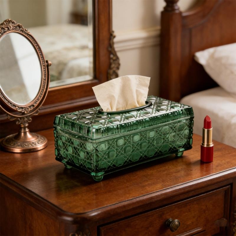 Minimalist Glass Tissue Box Organizer For Countertop Decoration And Small Item Storage Paper Towel Dispenser