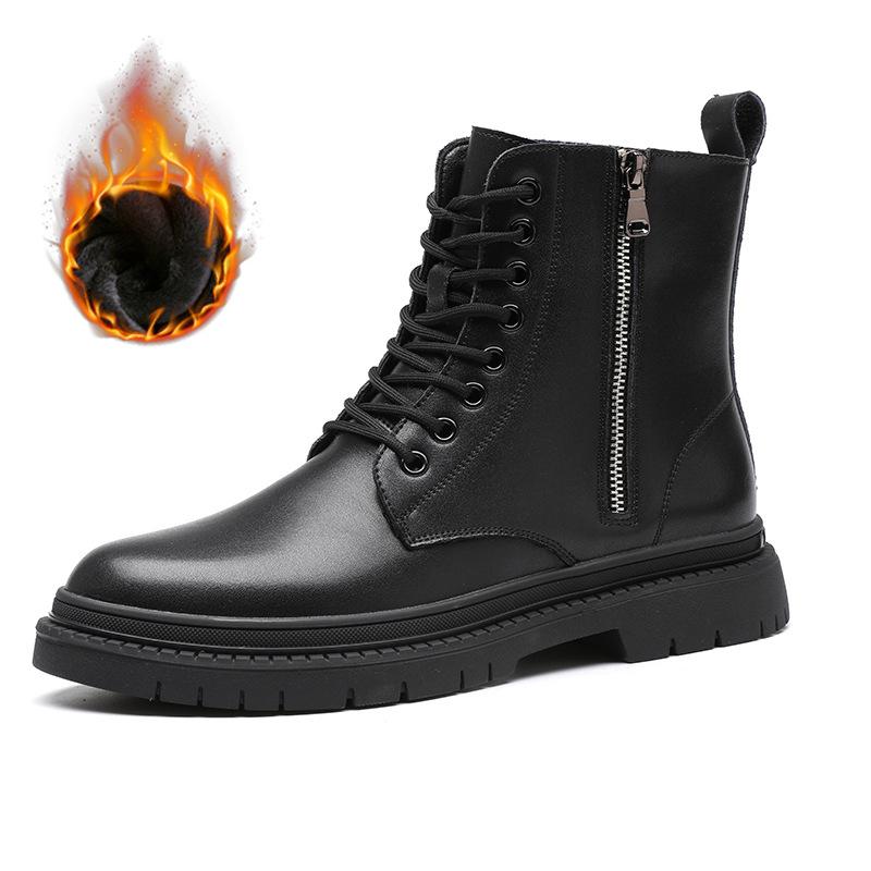 

Fashion England style men boots black stylish original leather shoes cowboy autumn winter boot handsome platform high motorcycle botas 270