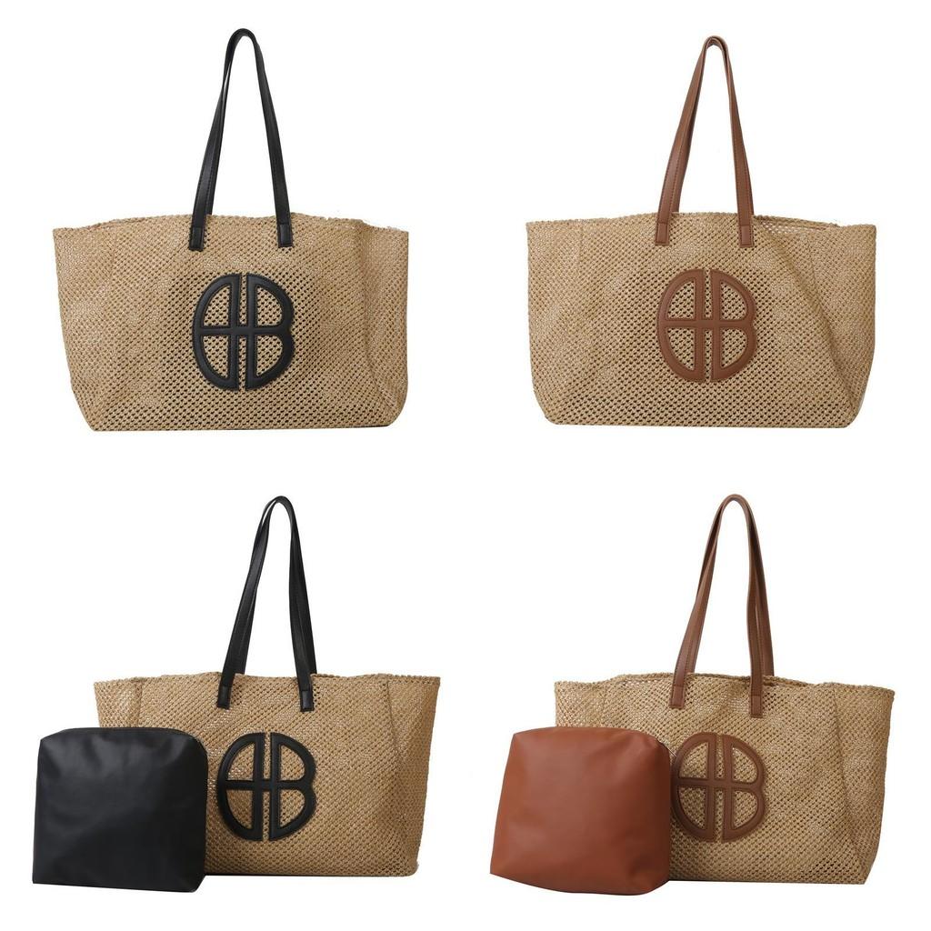 Woven Tote Bag With Contrast Color Design For Daily Casual Wear