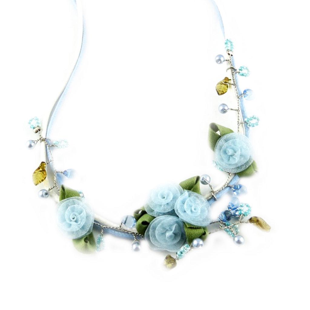 Les Trésors De Lily [D2081] - Designer Necklace 'Roses d'Amour' Blue