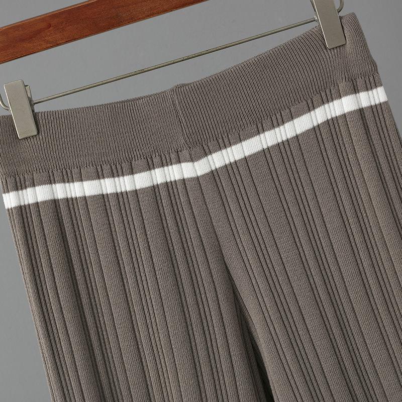 New Summer Polo Collar Short Sleeve Fashion Casual Loose Versatile Thin High Waist Knitted Suit Women