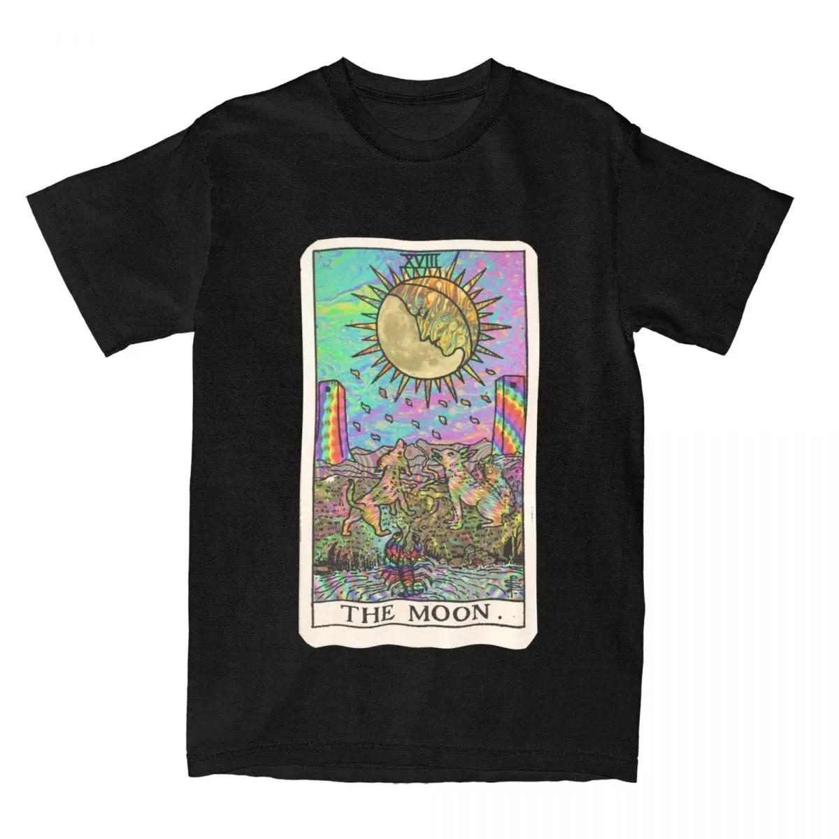 

Психоделическое Таро Луна Одежда Футболка Мужская Женская Неон Психический Триповый Арт Досуг Хлопок Графические Принтованные Футболки XXXXXL чёрный